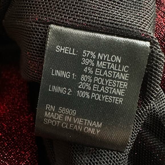 NEW Alex Marie Bodycon Red Metallic Faux Wrap Dress Holiday Glam Cocktail Party - Picture 7 of 7